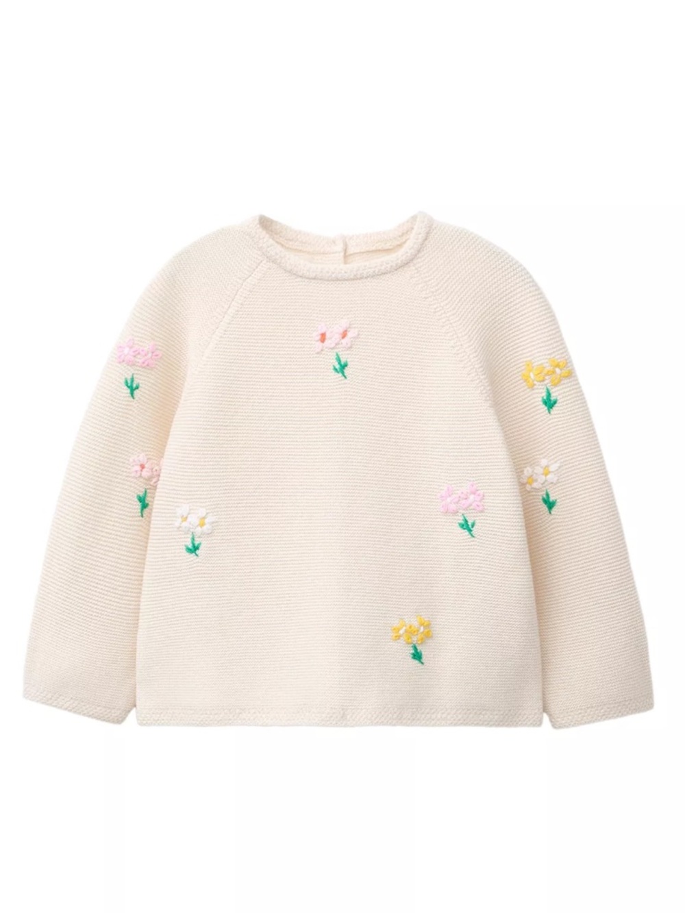 Zara kids Cream Knit Sweater with Embroidered Flowers